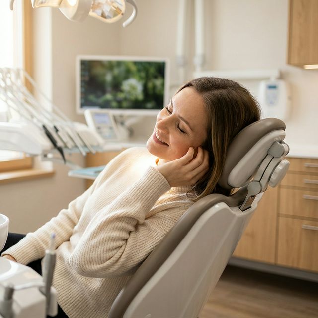 Patient feeling calm in dental chair
